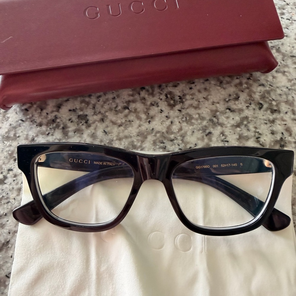 Gucci Glossy Black Square Eyeglasses